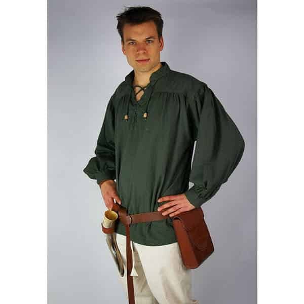 Green Medieval Cotton Shirt - Men's Viking Clothing - Wyrdraven - wyrdraven.co.uk