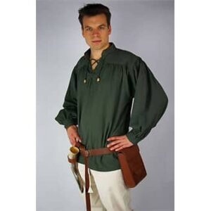 Green Medieval Cotton Shirt - Men's Viking Clothing - Wyrdraven - wyrdraven.co.uk