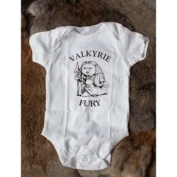 Valkyrie Fury Baby Romper - White - Newborn to 24 Months - Wyrdraven - wyrdraven.co.uk