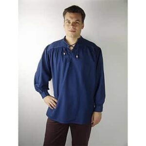 Blue Medieval Cotton Shirt - Men's Viking Clothing - Wyrdraven - wyrdraven.co.uk