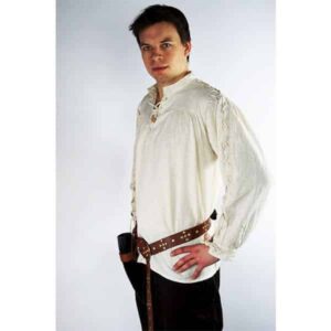 Natural Laced Medieval Cotton Shirt - Men's Viking Clothing - Wyrdraven - wyrdraven.co.uk