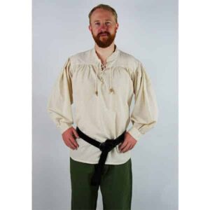 Natural Medieval Cotton Shirt - Men's Viking Clothing - Wyrdraven - wyrdraven.co.uk