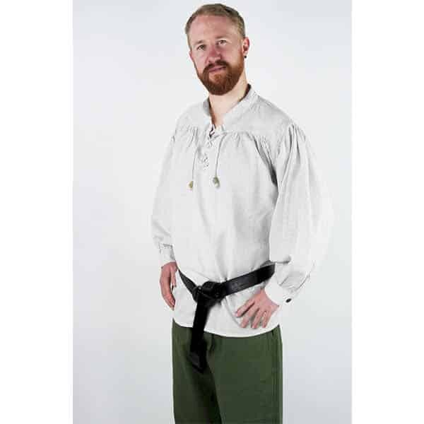 White Medieval Cotton Shirt - Men's Viking Clothing - Wyrdraven - wyrdraven.co.uk