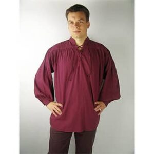 Red Medieval Cotton Shirt - Men's Viking Clothing - Wyrdraven - wyrdraven.co.uk