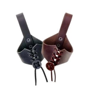 Lace-up Leather Drinking Horn Holders - Drinking Horn Accessories - wyrdraven.co.uk