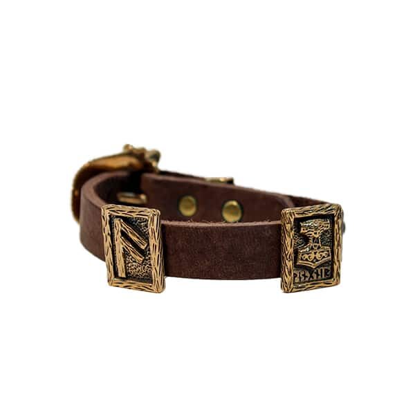 Leather Bracelet with Bronze Buckle and Bronze Plate Beads | Bronze Jewellery UK | Wyrdraven | Wyrdraven.co.uk