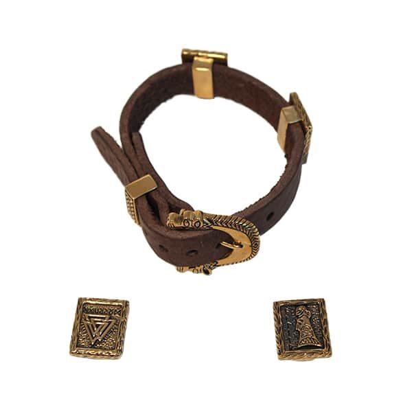 Leather Bracelet with Bronze Buckle and Bronze Plate Beads | Bronze Jewellery UK | Wyrdraven | Wyrdraven.co.uk