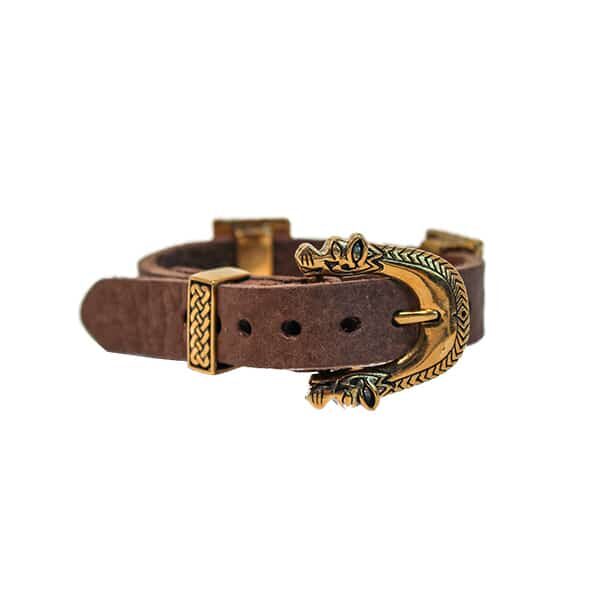 Leather Bracelet with Bronze Buckle and Bronze Plate Beads | Bronze Jewellery UK | Wyrdraven | Wyrdraven.co.uk