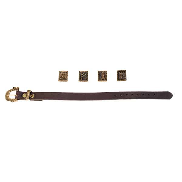 Leather Bracelet with Bronze Buckle and Bronze Plate Beads | Bronze Jewellery UK | Wyrdraven | Wyrdraven.co.uk