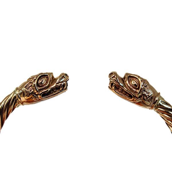 Bronze Viking Dragon Head Bracelet | Viking Jewellery | Wyrdraven | wyrdraven.co.uk