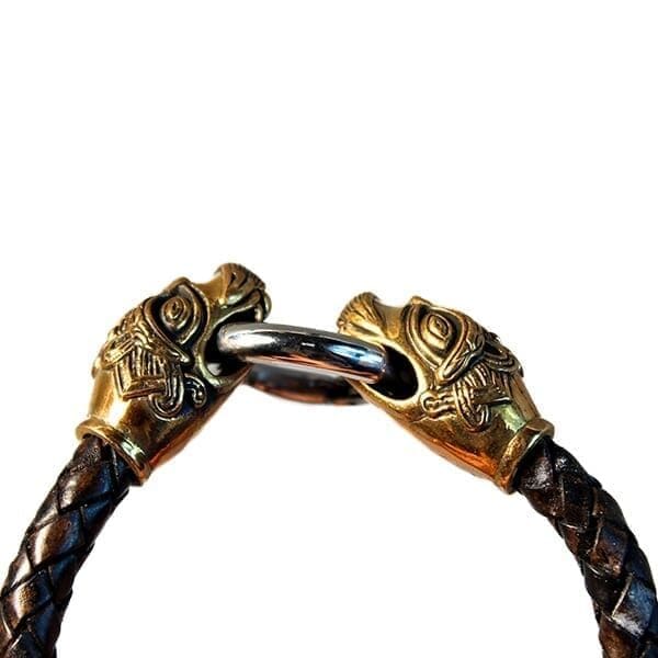 Leather Viking Dragon Head Bracelet | Jewellery | Wyrdraven | wyrdraven.co.uk