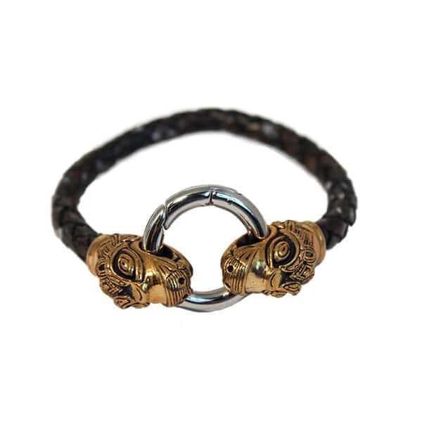 Leather Viking Dragon Head Bracelet | Jewellery | Wyrdraven | wyrdraven.co.uk