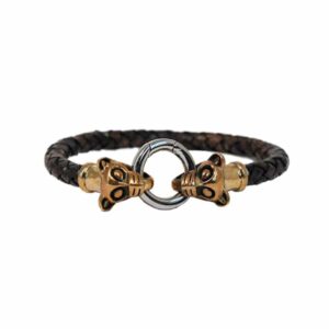 Leather Viking Wolf Bracelet | Viking Jewellery | Wyrdraven | wyrdraven.co.uk