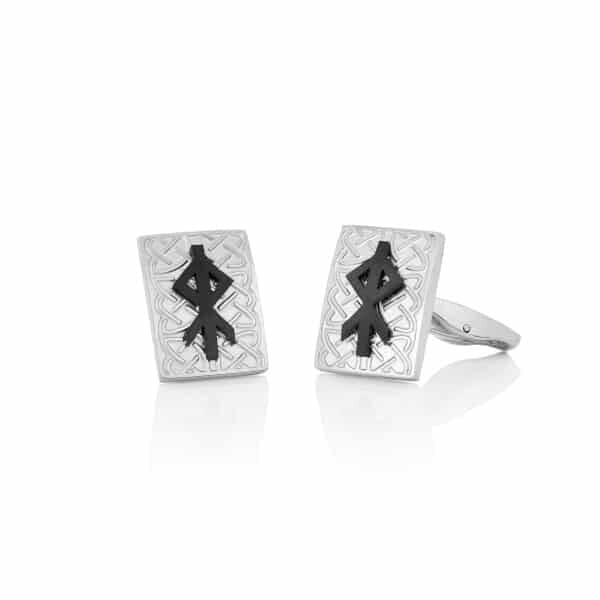 Alrun Bindrune Cufflinks Heart - Viking Jewellery UK - Wyrdraven - wyrdraven.co.uk