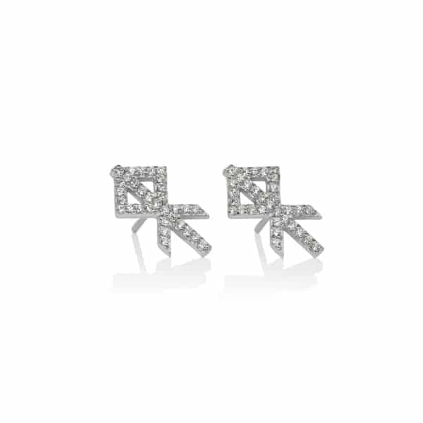 Alrun Silver Sparkling Heart Bindrune Ear Studs- Alrun Jewellery - wyrdraven.co.uk