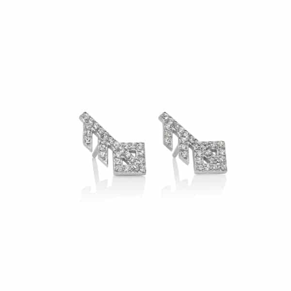 Sparkling Silver Bindrune Studs Love - Wyrdraven Jewellery UK - wyrdraven.co.uk