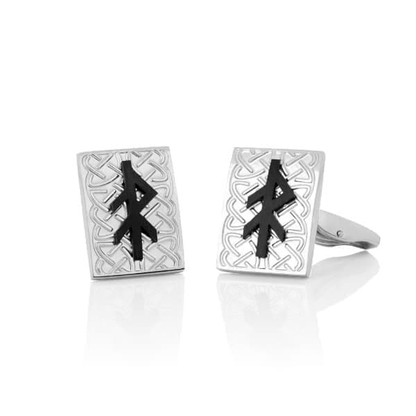 Alrun Bindrune Cufflinks Energy - Viking Jewellery UK - Wyrdraven - wyrdraven.co.uk