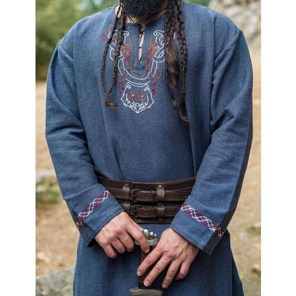 Blue Grey Viking Tunic Freki - Men's Viking Tunics - Wyrdraven - wyrdraven.co.uk