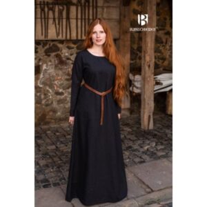 Black Viking Underdress on woman with long red hair - Women's Viking Dresses - Wyrdraven - wydraven.co.uk