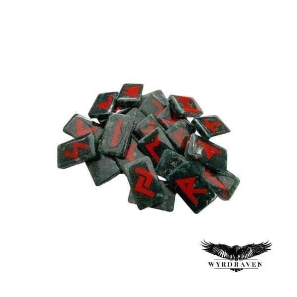 Elder Futhark African Bloodstone Crystal Runes - Viking Runes - Wyrdraven Runes - wyrdraven.co.uk