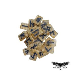 Elder Futhark Citrine & Lapis Crystal Runes - Viking Runes - Wyrdraven Runes - wyrdraven.co.uk