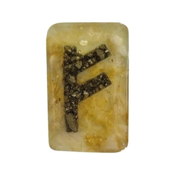 Elder Futhark Citrine & Pyrite Crystal Runes - Viking Runes - Wyrdraven Runes - wyrdraven.co.uk