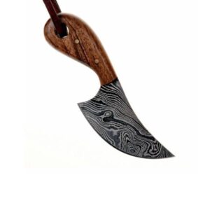 Damasc Steel Neck Knife With Walnut Handle - Neck & Belt Knives - wyrdraven.co.uk