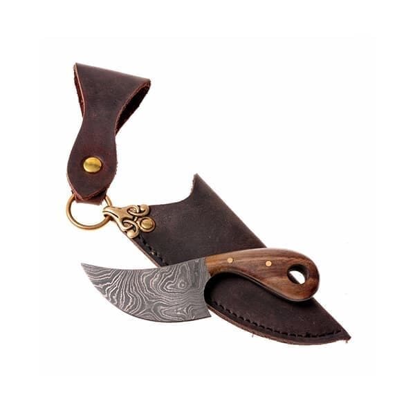 Damasc Steel Neck Knife With Walnut Handle - Neck & Belt Knives - wyrdraven.co.uk