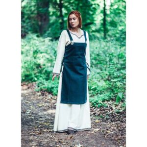 Aila Green Wool Viking Apron Dress - Viking Aprons-Wyrdraven - wyrdraven.co.uk