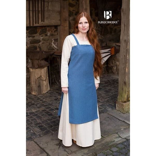 Frida Ocean Blue Cotton Viking Apron Dress - Viking Aprons-Wyrdraven - wyrdraven.co.uk