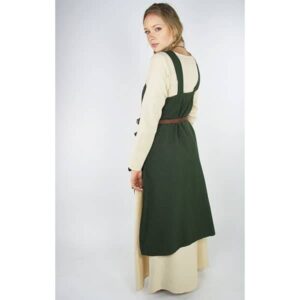 Hildegard Green Cotton Viking Apron Dress - Viking Aprons-Wyrdraven - wyrdraven.co.uk