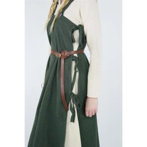 Hildegard Green Cotton Viking Apron Dress - Viking Aprons-Wyrdraven - wyrdraven.co.uk