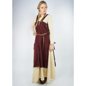 Hildegard Red Cotton Viking Apron Dress - Viking Aprons-Wyrdraven - wyrdraven.co.uk