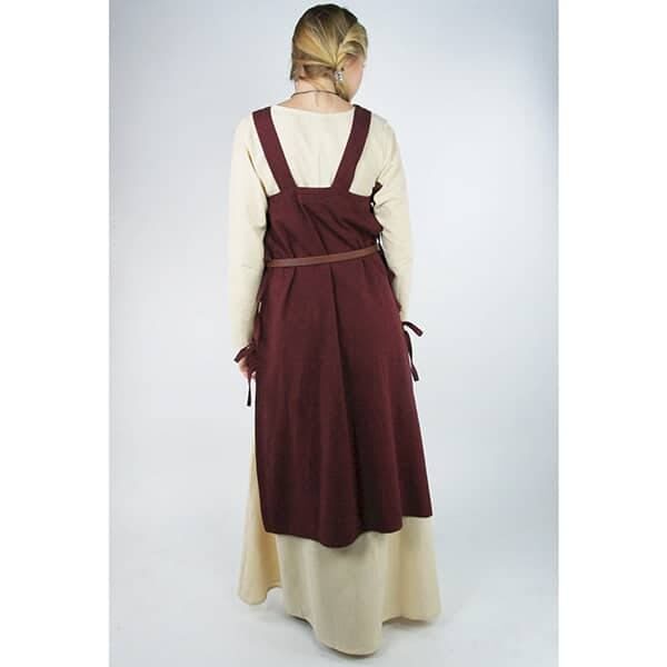 Hildegard Red Cotton Viking Apron Dress - Viking Aprons-Wyrdraven - wyrdraven.co.uk