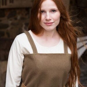 Jodie Olive Green Wool Viking Apron Dress - Viking Aprons-Wyrdraven - wyrdraven.co.uk