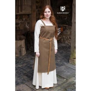 Jodie Olive Green Wool Viking Apron Dress - Viking Aprons-Wyrdraven - wyrdraven.co.uk