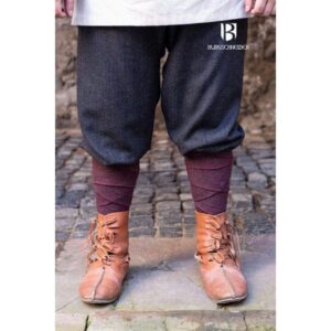 Ivar Black Grey Herringbone Rus Trousers - Viking Trousers - www.wyrdraven.co.uk