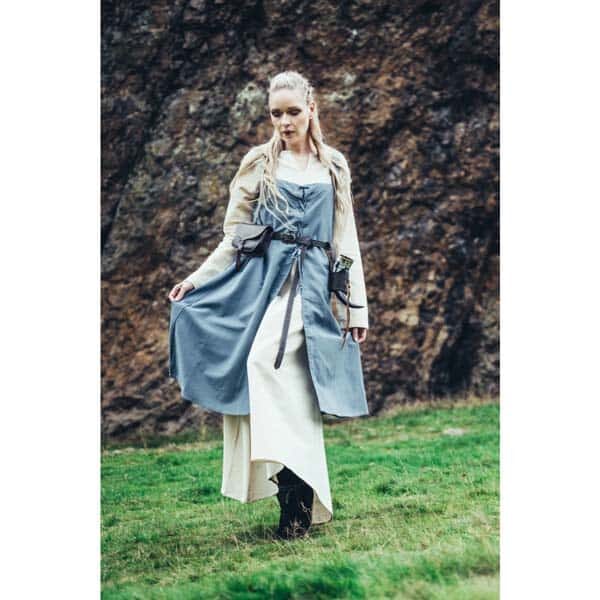 Inca Blue Cotton Viking Apron Dress - Viking Aprons-Wyrdraven - wyrdraven.co.uk