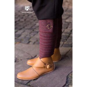 Burgundy-Grey Wool Leg Wraps - Socks & Footwear - Wyrdraven - wyrdraven.co.uk