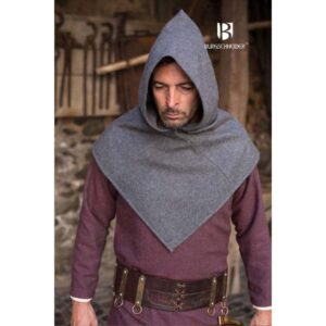 Grey Wool Viking Hood - Viking Hoods - Wyrdraven - wyrdraven.co.uk