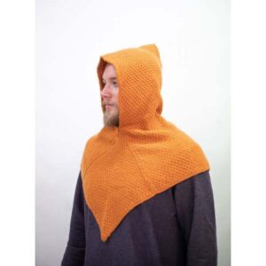 Orange Knitted Wool Viking Hood - Viking Hoods - Wyrdraven - wyrdraven.co.uk