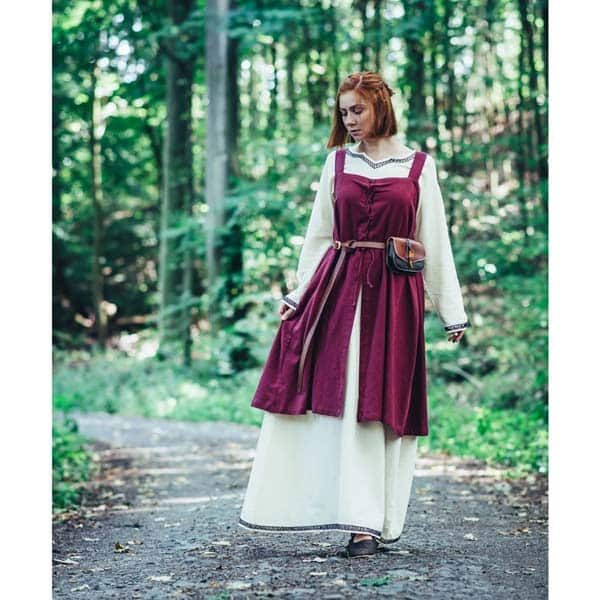 Inca Red Cotton Viking Apron Dress - Viking Aprons-Wyrdraven - wyrdraven.co.uk