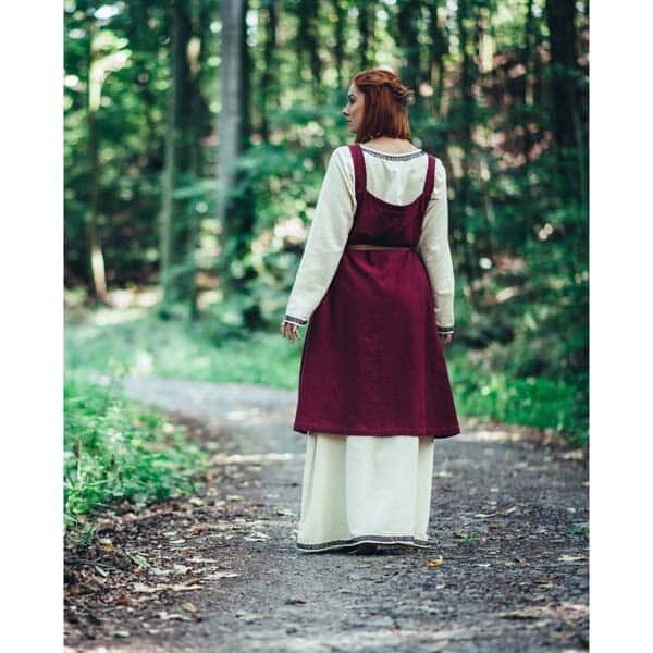 Inca Red Cotton Viking Apron Dress - Viking Aprons-Wyrdraven - wyrdraven.co.uk