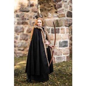 Faux Fur Trimmed Wool Cloak: Black - Cloaks And Coats - www.wyrdraven.co.uk