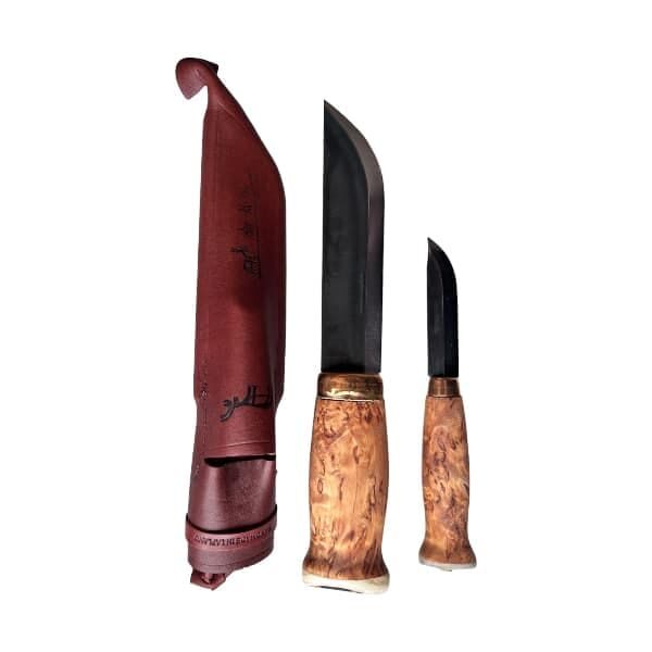 Leuku Pukko Curly Birch Knife Set-- Neck & Belt Knives - wyrdraven.co.uk