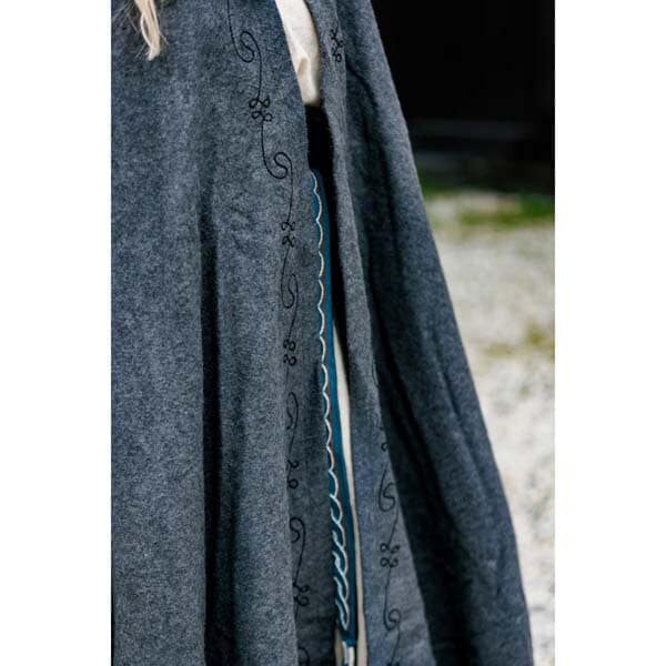 Embroidered Wool Cloak: Grey - Cloaks And Coats - www.wyrdraven.co.uk