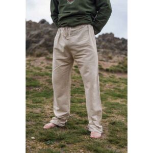 'Asmund' Linen Viking Trousers: Natural - Viking Trousers - Wyrdraven Viking trousers - www.wyrdraven.co.uk