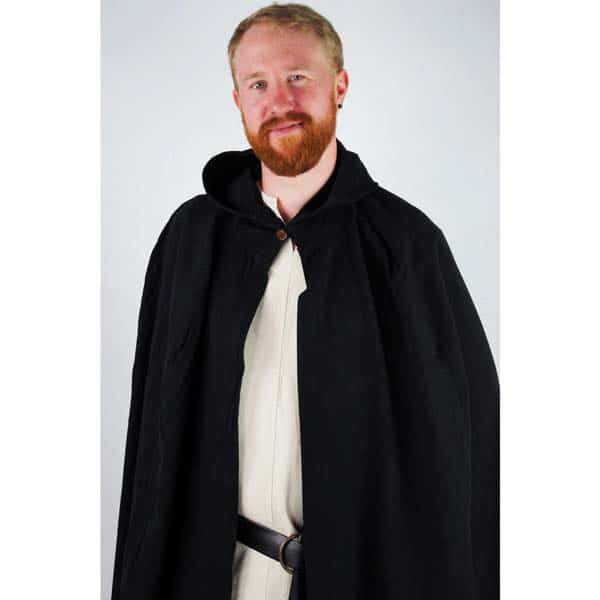 Cotton Cloak Black - Viking Cloaks - Viking Coats - Viking Wraps - Wyrdraven Cloaks - www.wyrdraven.co.uk