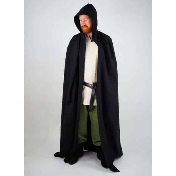 Cotton Cloak Black - Viking Cloaks - Viking Coats - Viking Wraps - Wyrdraven Cloaks - www.wyrdraven.co.uk