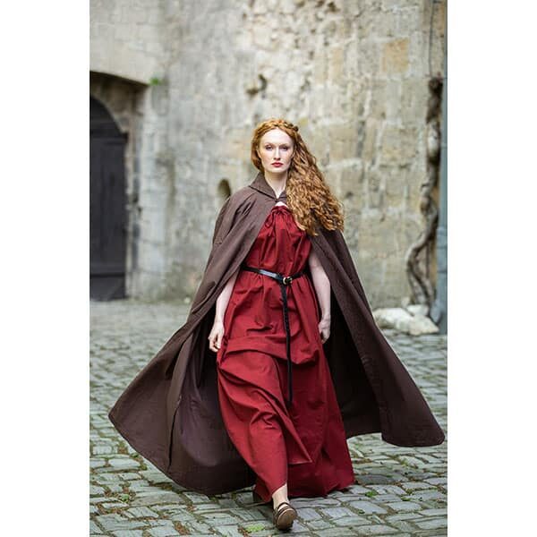 Embroidered Cotton Cloak Brown - Viking Cloaks - Viking Coats - Viking Wraps - Wyrdraven Cloaks - www.wyrdraven.co.uk